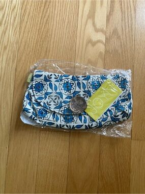 NWT Joyn Blue & Cream Patterned Clutch
